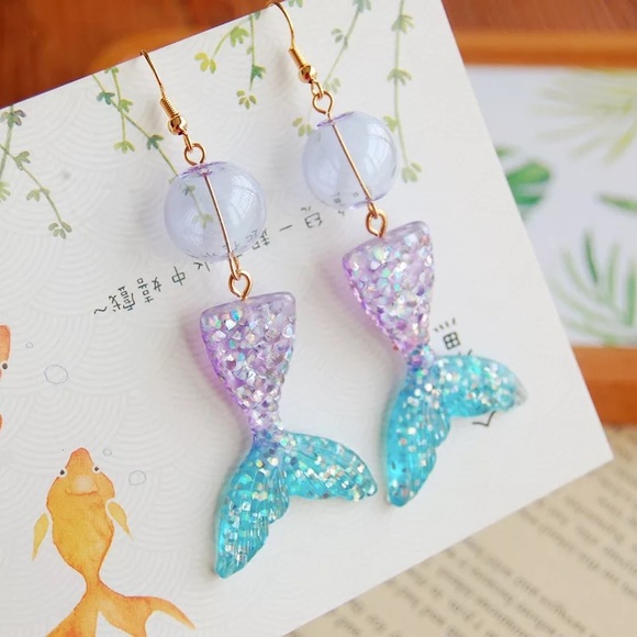 New 18K gold plated bling fish tail Earrings - Picture 4 of 6